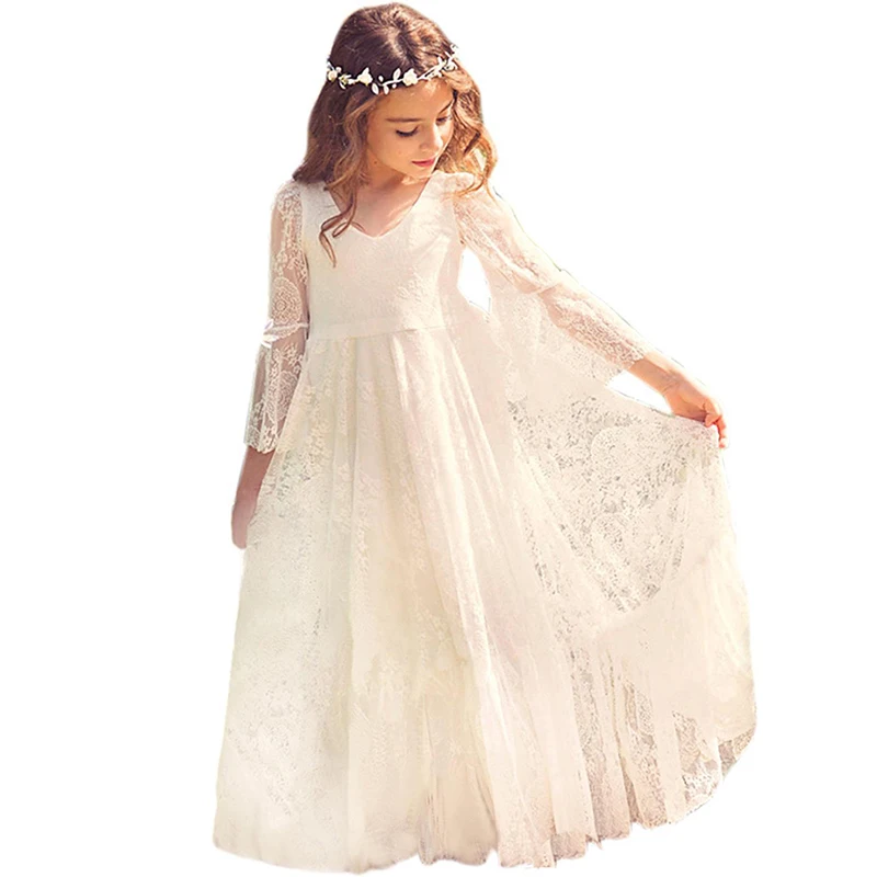 От 2 до 11 лет кружевное платье принцессы в богемном стиле для девочек с длинными