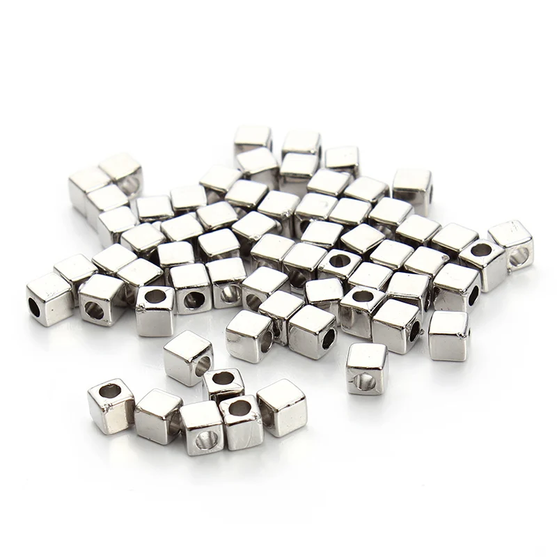 200 шт./мешок 3 мм/4 мм/5 мм Rhodium Gold CCB Пластик квадратный семена Бусины и бисер Большая