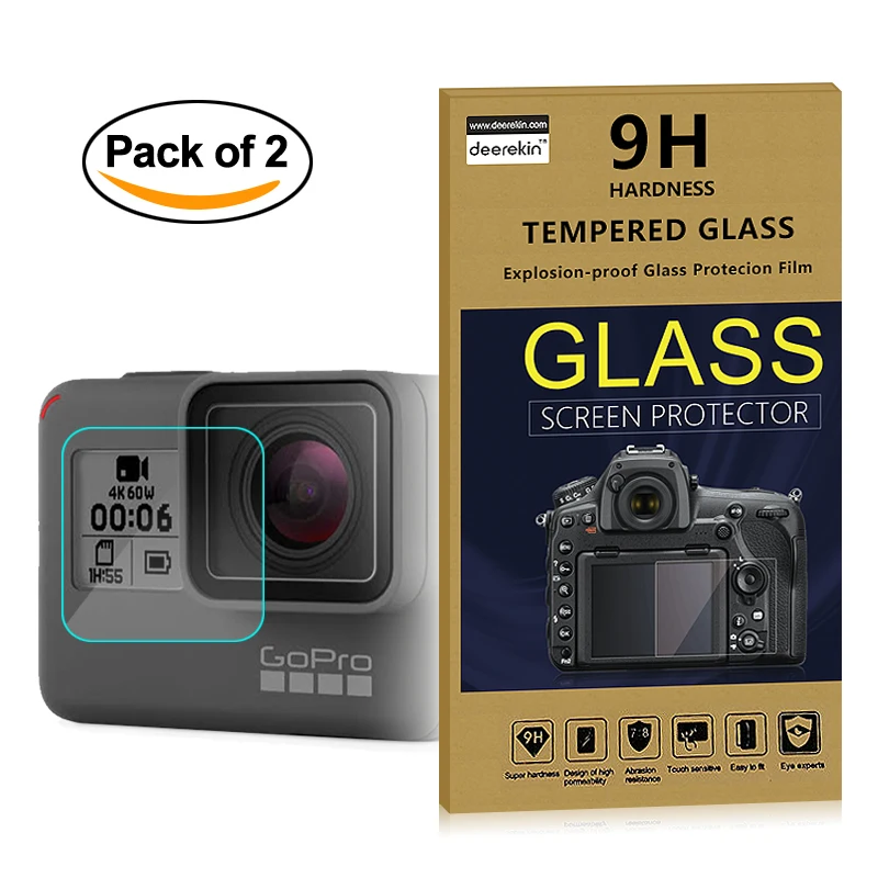 

2-in1 Self-Adhesive HD Glass LCD Display & Len Screen Protector for GoPro Hero 5 / GoPro Hero 6 Black / Hero 7