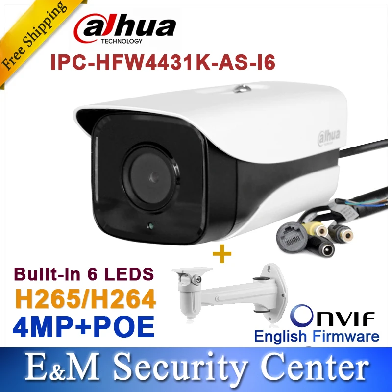 Оригинальная камера Dahua IPC-HFW4431K-AS-I6 4MP POE с слотом для карты SD, аудио/сигнализацией, 1/1 каналом ввода/вывода и ИК-диодной камерой HFW4431K-AS-I6.