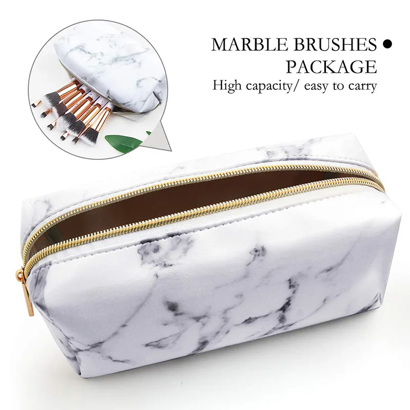 

Women Marble Cosmetic Makeup Bag Toiletry Brush Pouch Large Capacity Travel Wash Storage Portable Pencil Case
