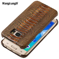 cowhide ostrich foot texture phone case for samsung galaxy s7 phone case custom made genuine leather mobile phone back cover