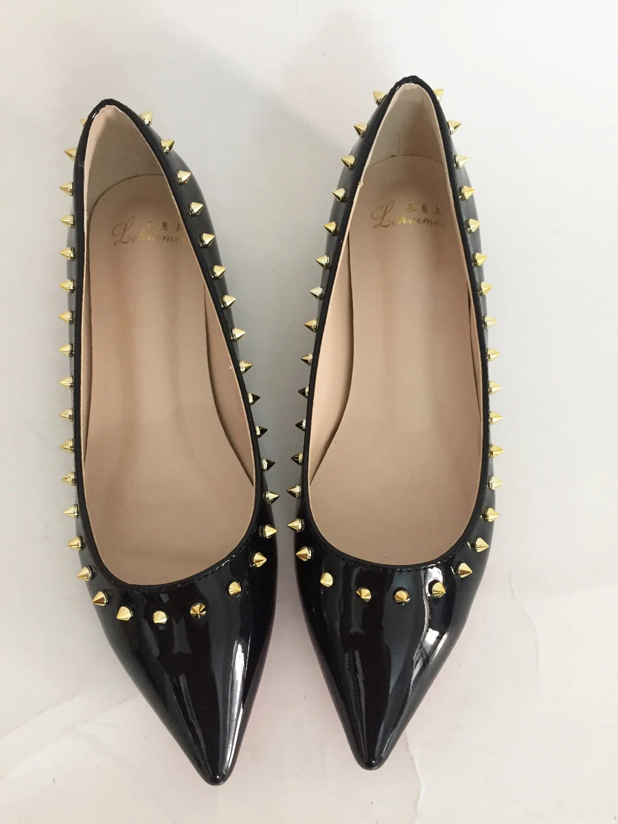 Женские туфли на низком каблуке с заклепками и острым носком|women flats|fashion flatsflats