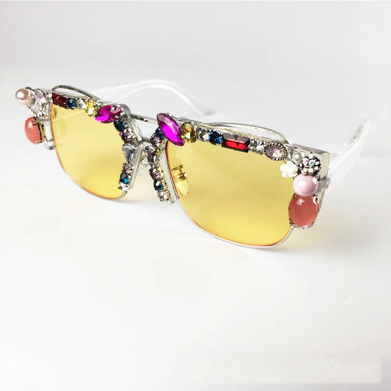 Square Pearl Diamond Sunglasses for Women Brand Designer Transparent Sun Glasses Eyewear Shades Oculos Lunette de soleil Gafas | Аксессуары