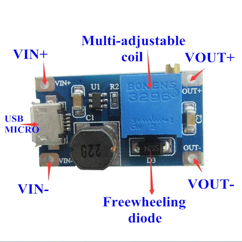 10 шт. модуль регулировки наддува на 2 А Повышающий Модуль а с MICRO USB в-24 в до 5 В 9 12 28