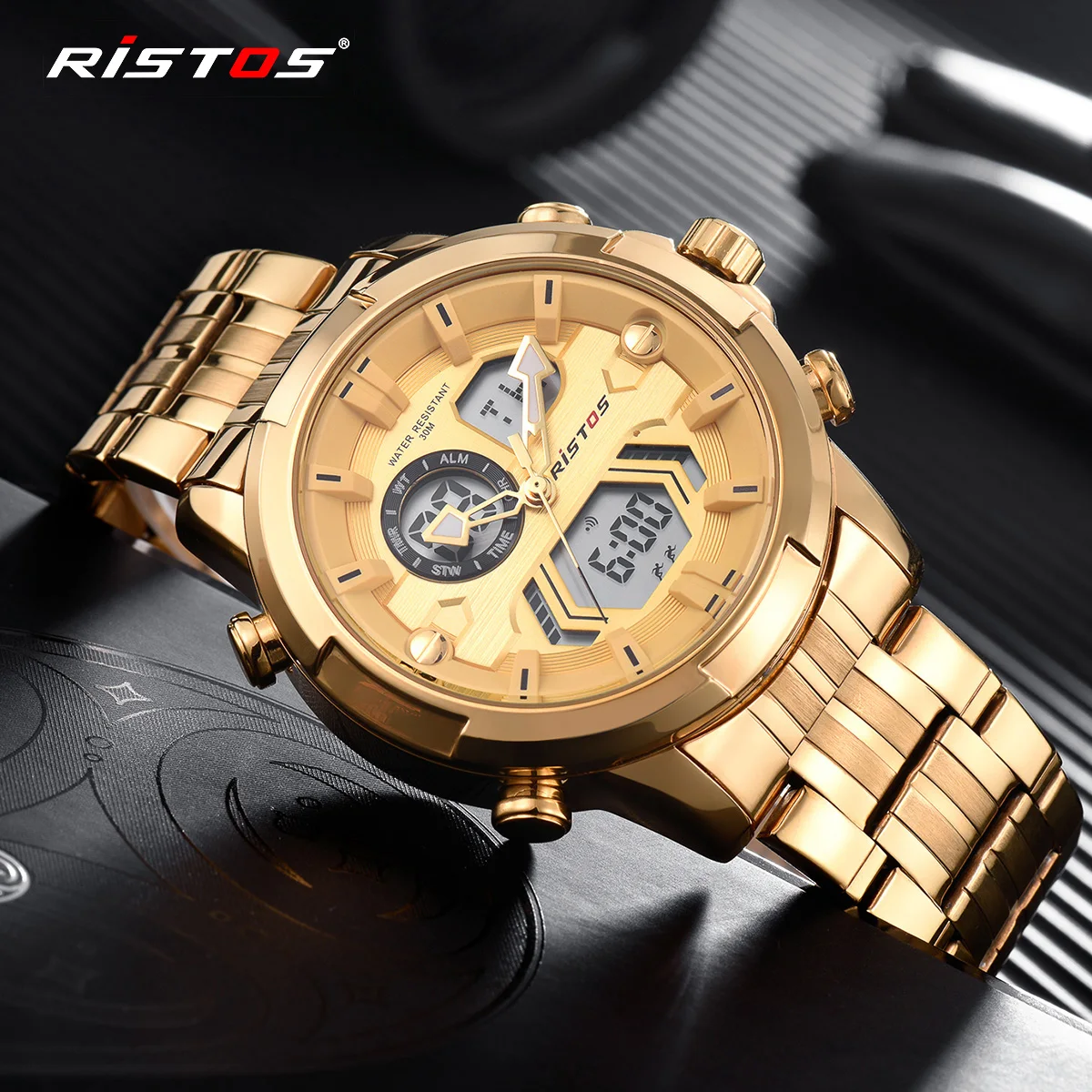 RISTOS Мужские Цифровые Аналоговые наручные часы модные Relojes Masculino Hombre