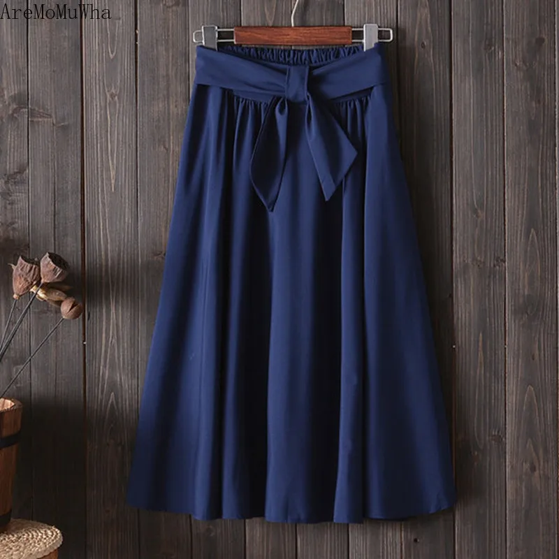 AreMoMuWha Summer New Medium Long A-line Skirt Umbrella Small Fresh Student Half-length Wild Retro Art MH288 | Женская одежда