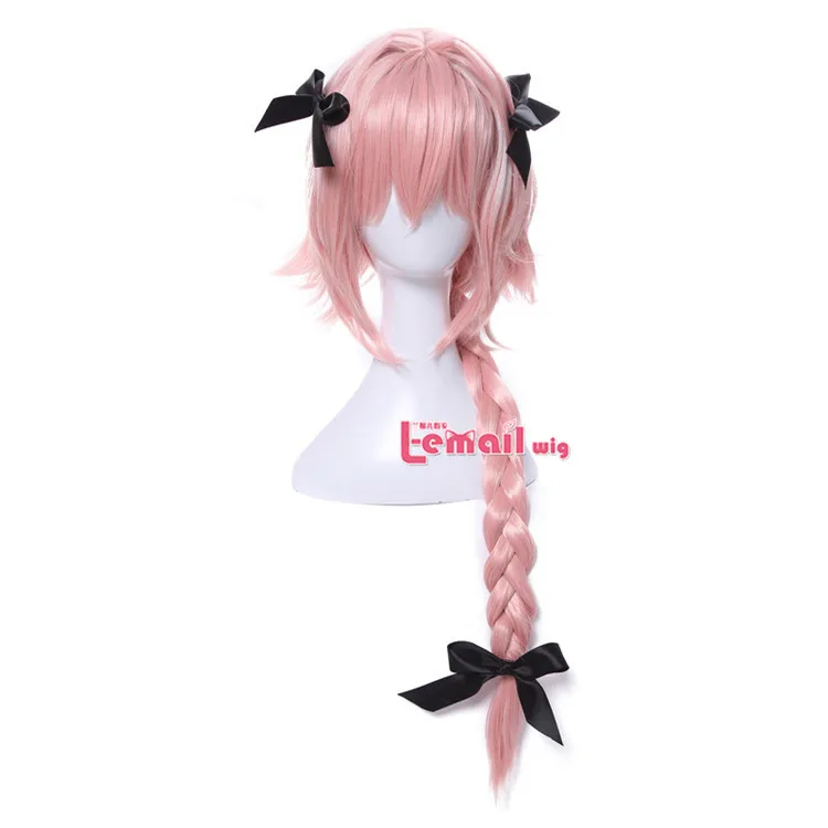 Парик л-электронной Новое поступление игры Fate Apocryph Astolfo Косплэй парики Длинный розовый термостойкие синтетические волосы Хэллоуин Косплэй парик