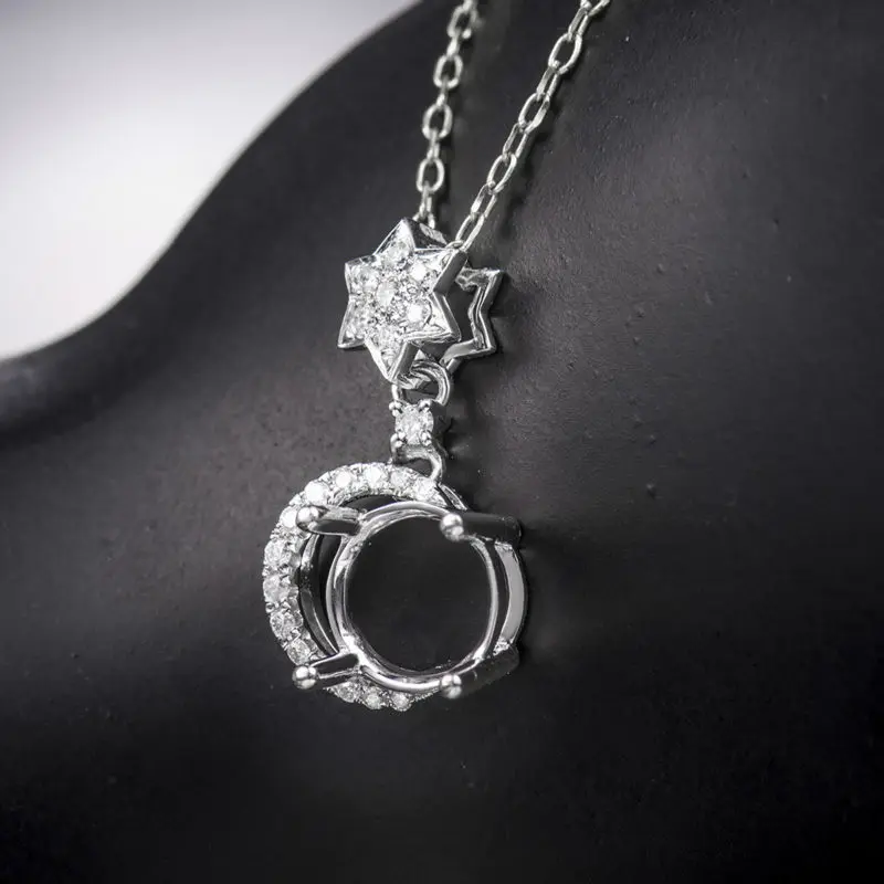 Ювелирные изделия 7x7 мм круглые подвески с натуральным бриллиантом в твердом 18