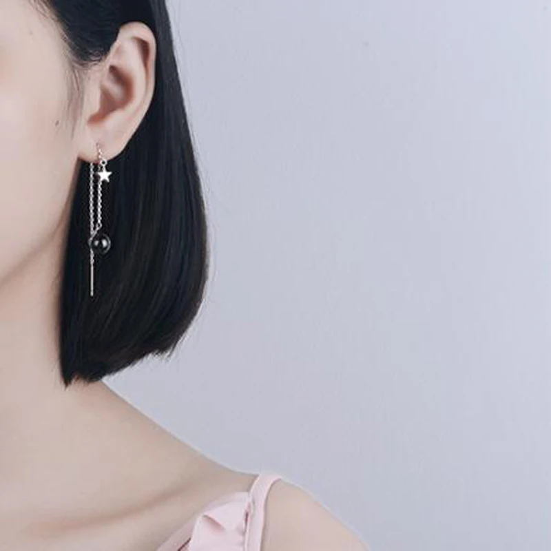 KOFSAC New Fashion 925 Silver Earrings For Women Charming Blue Planet Crystal Drop Earring Ear Line Jewelry Valentine's Day Gift |