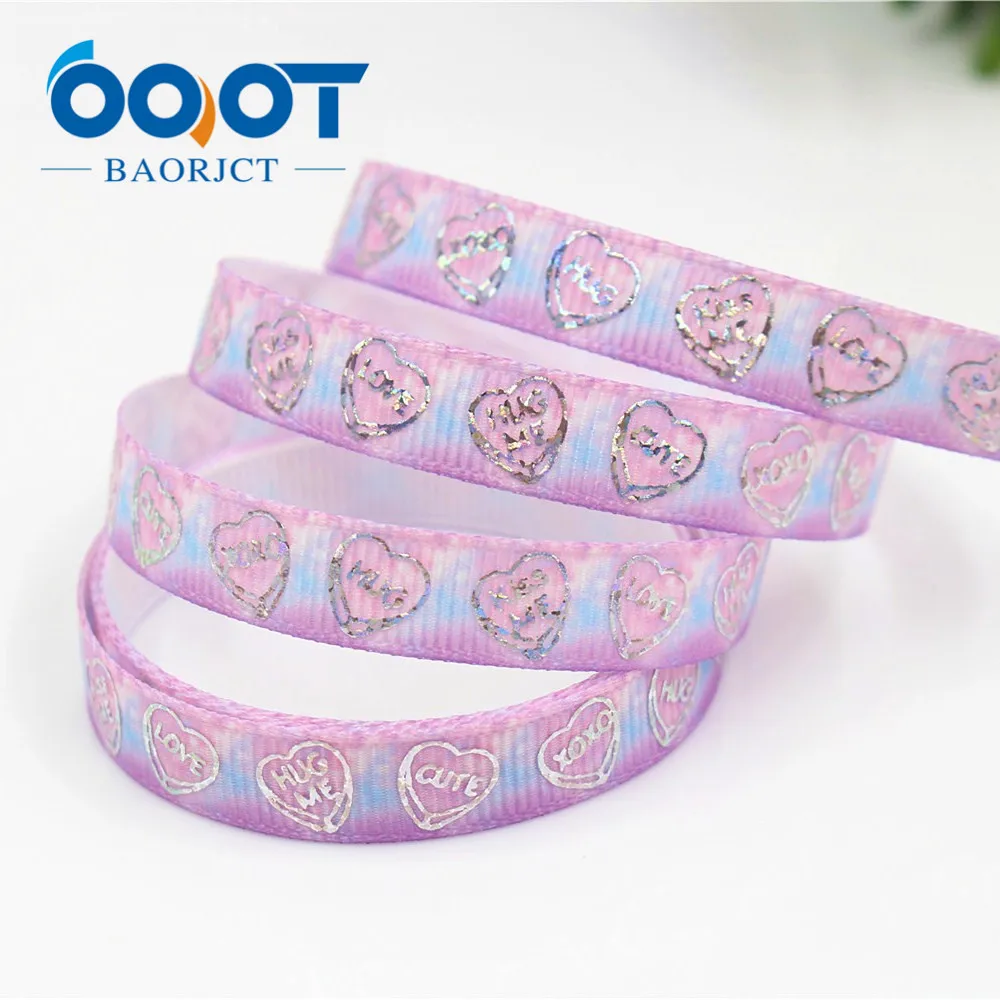 OOOT BAORJCT G 18609 379 10 мм ярдов лазерная серебряная в форме сердца с принтом love корсажная лента сделай сам головной
