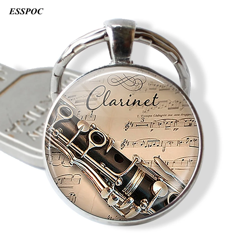 Кларнет и музыка стеклянный кабошон подвеска кларнет музыкальный плеер подарок