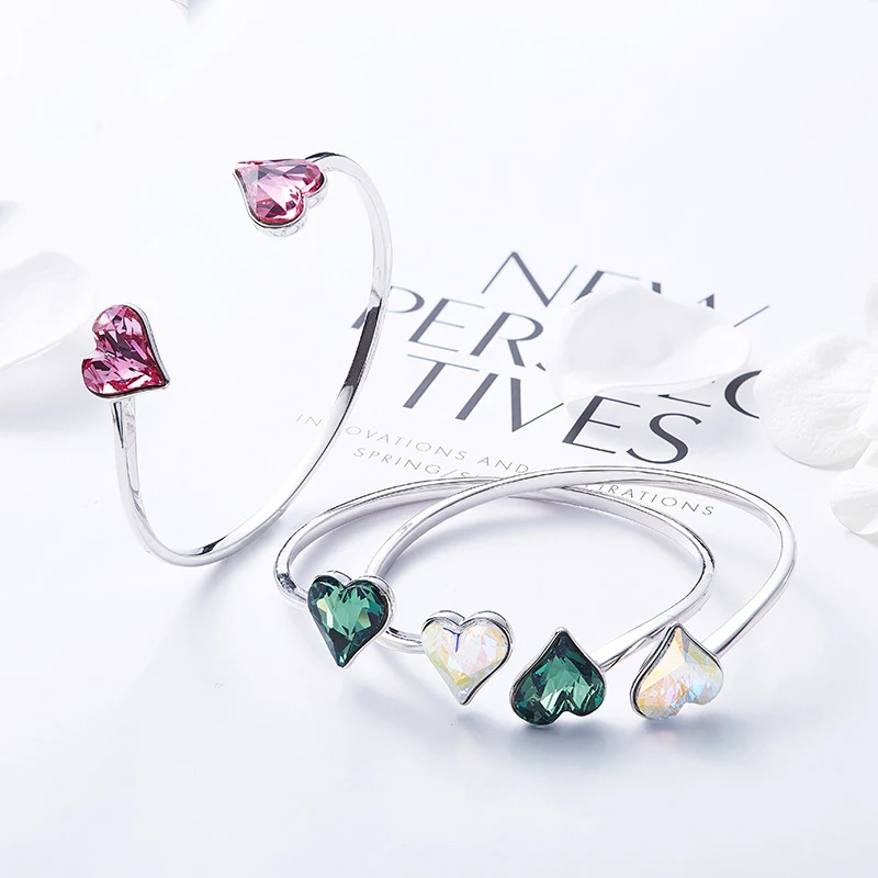 BAFFIN серебро 925 пробы открытые браслеты с сердцами кристаллы от SWAROVSKI