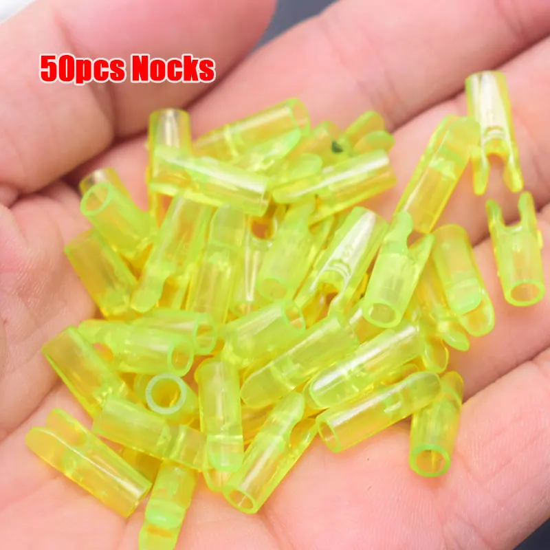 Yellow2 24 шт., для охоты, стрельбы из лука, алюминиевая булавка для ID 4,2 мм, 6,2 мм, карбоновый вал для стрел, сделай сам+ болты для стрел, булавка, размер L, стрелка Nock - Цвет: Yellow2