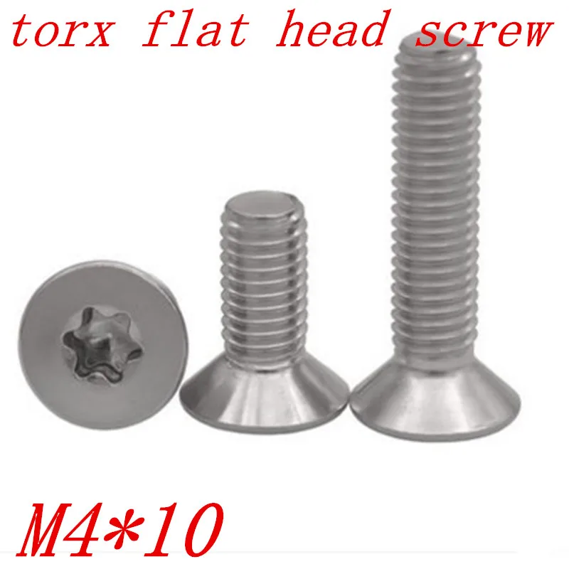 100 шт. M4 * 10 m4x10 torx плоская потайная головка винт a2 нержавеющая сталь|countersunk head screw|head