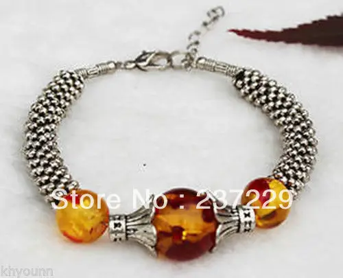

Wholesale price SHIPPING ^^^^10PC Jewellery Exquisite Tibet, Tibetan silver Amber beads bracelet new style