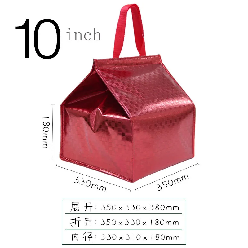 red 10 inch Мультиразмерная сумка-холодильник для торта, пиццы, мороженого, крутая Сумка-переноска, Термосумка для обеда, пикника, сумка со льдом, изолированная сумка для напитков, еды - Цвет: red 10 inch
