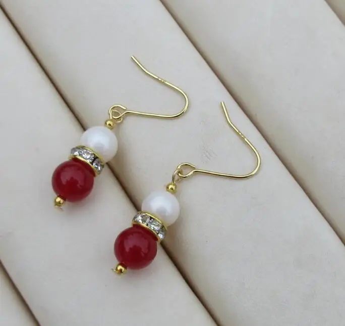 Очаровательный дизайн подлинный AAA + белый жемчуг GADE висячие серьги 14 k/20 |