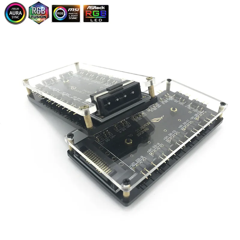 ASUS AURA SYNC 5V 3-pin коробка передач с концентратор Интерфейс сплиттер 3Pin вентилятор для материнской платы с Питание Порты и разъёмы Molex 4P или SATA