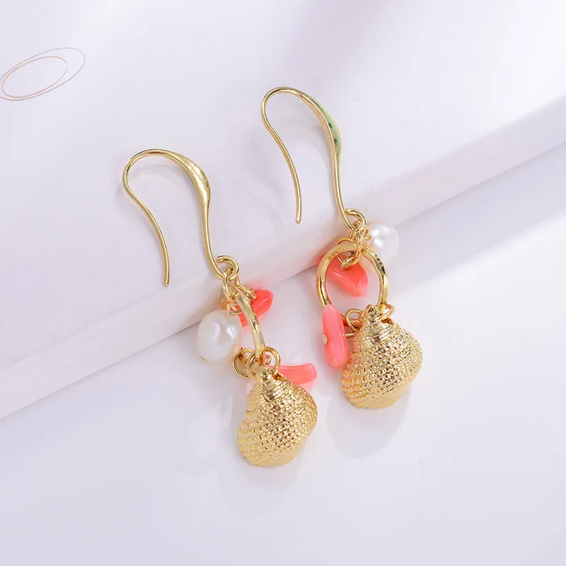 Hongye New Design Drop Earrings for Women Gold Color Chic Conch Ear Hook Girls Brinco Big Long Dangler Wholesale | Украшения и