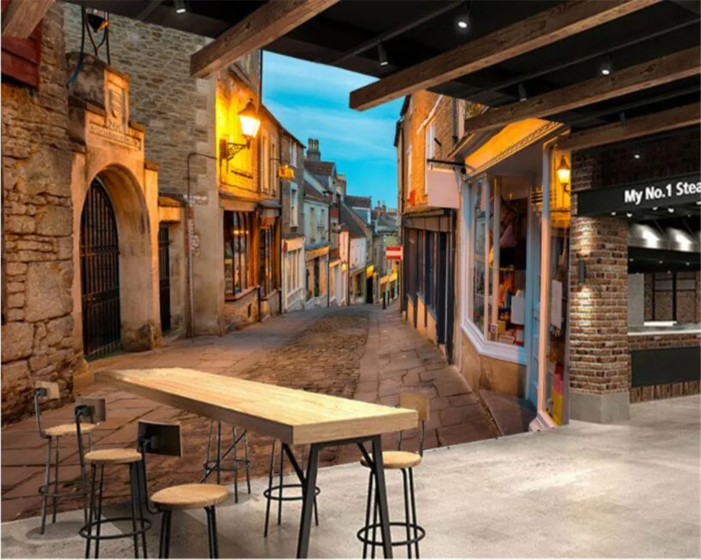 3D обои на заказ Европейский городок уличный пейзаж фотообои для стен 3 d behang|3d