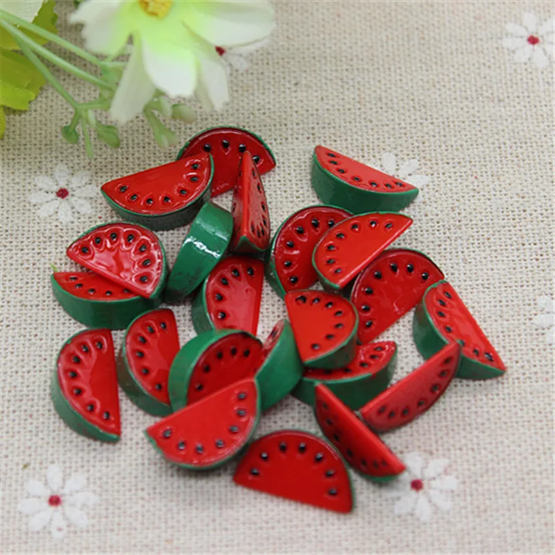

10pcs Kawaii Simulation Fruit Resin 3D Watermelon DIY Decorative Craft Scrapbooking Accessories,17*9mm