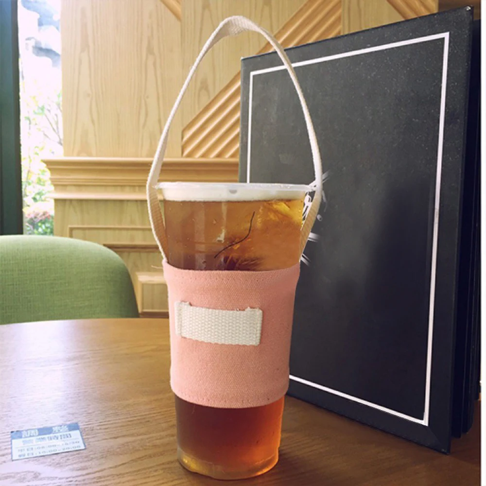 Набор холщовых чашек 1 комплект для напитков сумка тоут кружка рукав сплошной