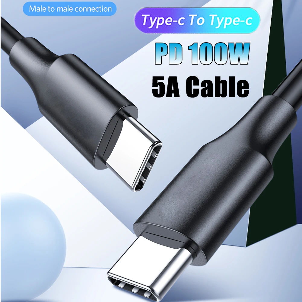 5 А USB C к Type кабель Мужской мужчине PD 100 Вт супер быстрый зарядный для передачи