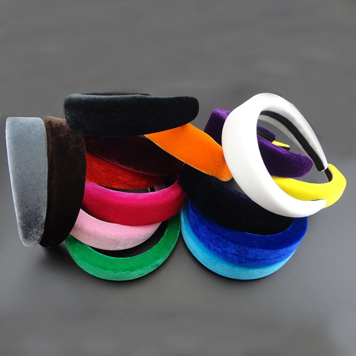 5PCS 4.0cm Thick sponge filled Velvet Fabric Covered Plastic headbands hair Hoops for women Hot Chunky hairbands |