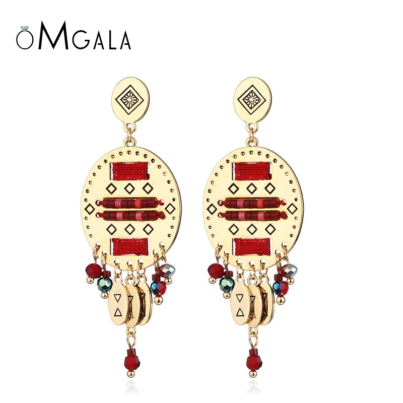 Роскошные круглые хрустальные висячие серьги OMGALA для женщин очаровательные