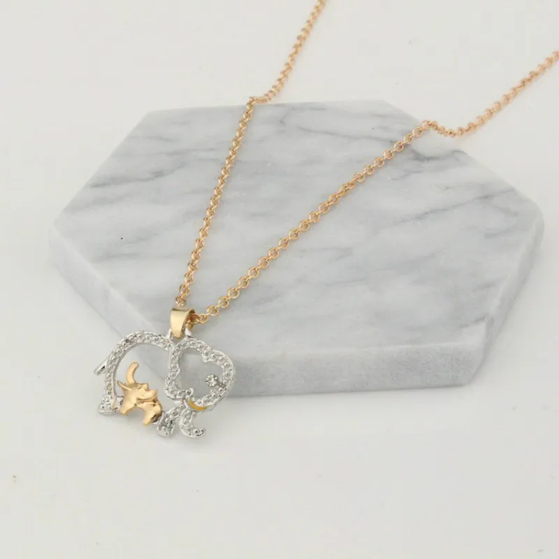 Elephant with Baby Pendant Necklaces Jewelry for Mother Hot Gold Silver Plated Crystal Animal Mothers Day Christmas Gifts | Украшения и
