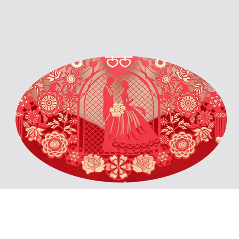 100pcs Gold Red White Laser Cut Wedding Invitations Card Bride and groom Greeting Cards Customize Wedding Party Favor Decoration