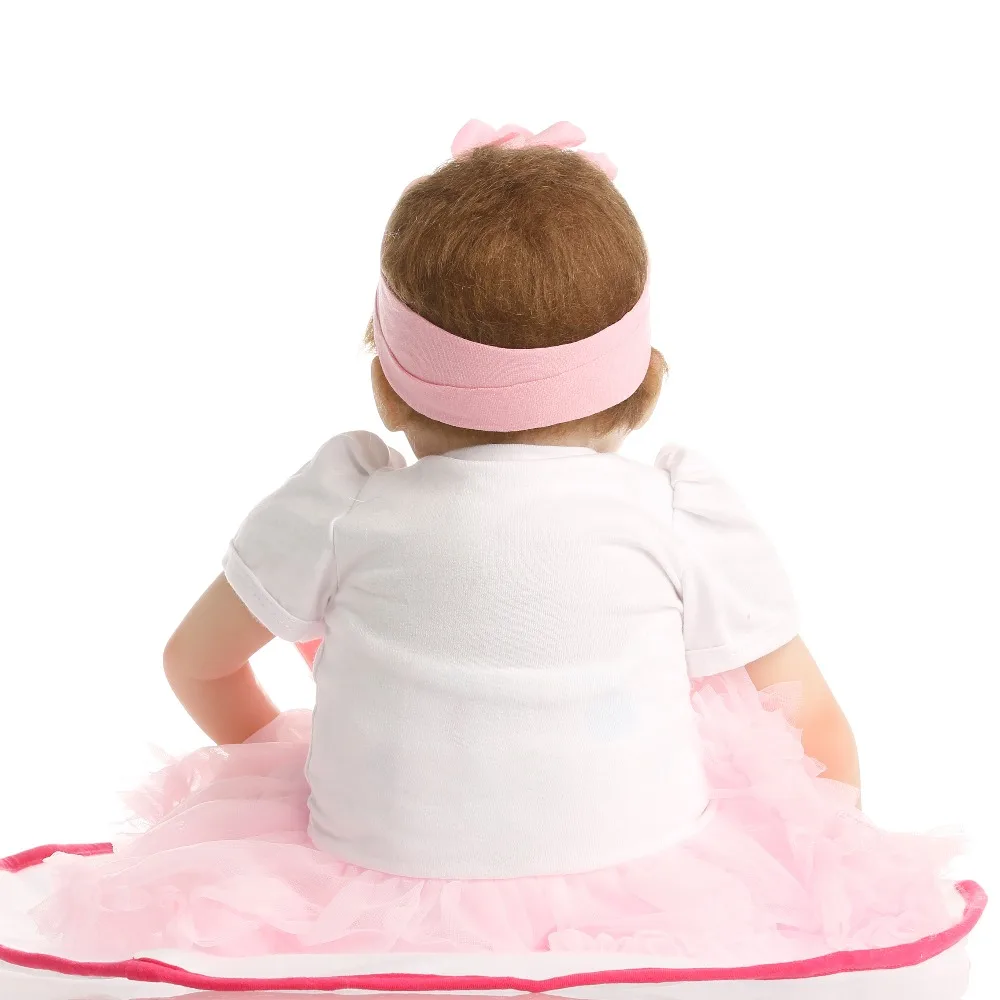 SanyDoll хит продаж силиконовые куклы для новорожденных розовое платье со смайликом