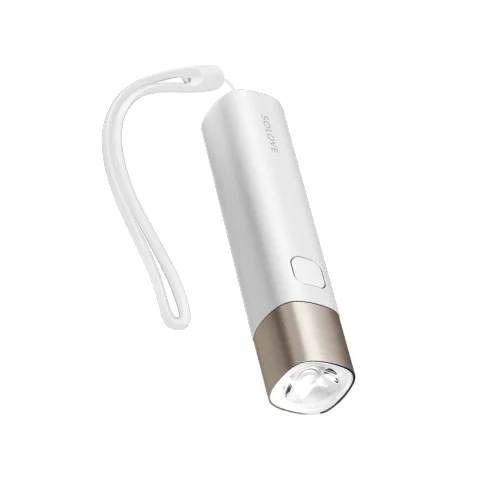 Xiaomi SOLOVE фонарик USB Перезаряжаемый яркий 3000 мАч power Bank портативный мини светодиодный Электрический фонарь для наружного велосипеда и телефона - Цвет: Белый