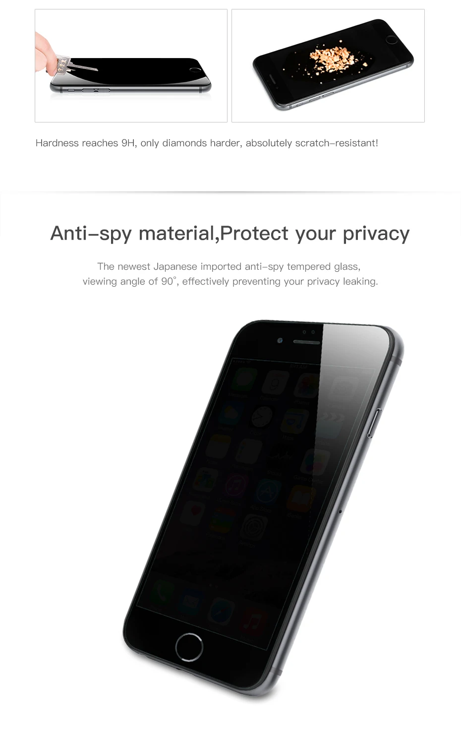HOCO анти-писк Закаленное стекло пленка для iPhone 78 3D протектор экрана защита конфиденциальности 9H твердое стекло для iPhone 7 8 plus