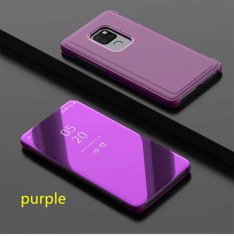 Умный прозрачный зеркальный чехол huawei P для P8 P9 P10 P20 Lite Plus для mate 10 20 lite pro honor 10 9 8 nova 3 3i откидной Чехол - Цвет: Фиолетовый
