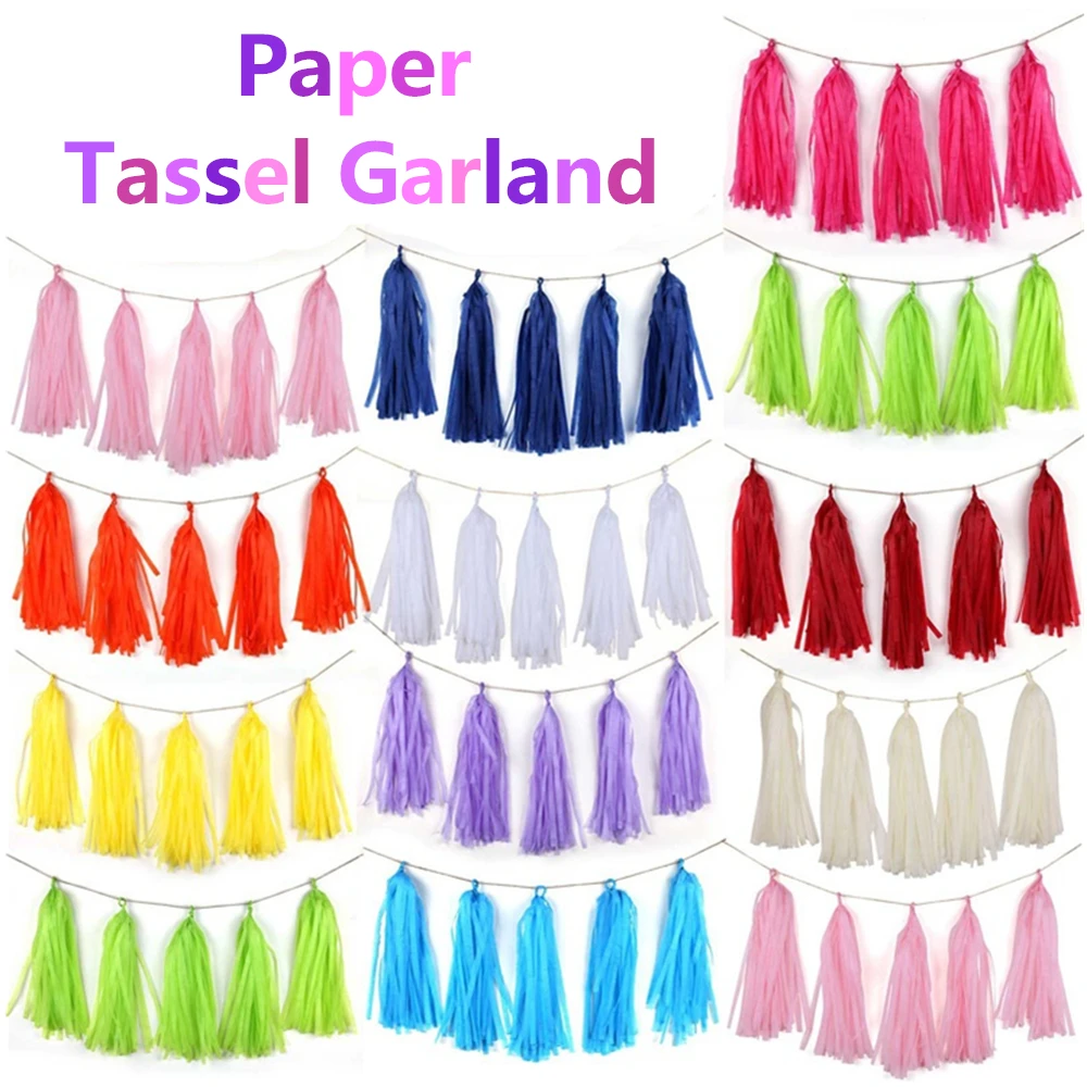 ZLJQ 5 x ткани кисточкой Гирлянда Бумага баннер вечерние принадлежности DIY Наборы