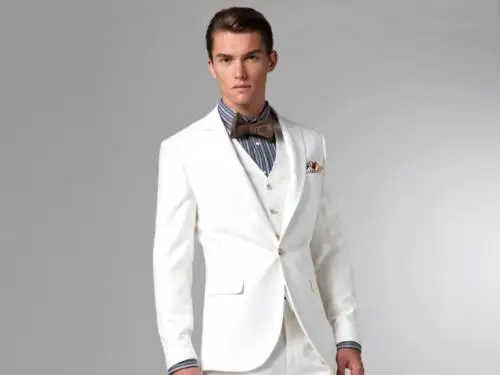 

New Slim Fit Peak Lapel Best Man Suit White Groomsman Men's Wedding/Prom Suits C249