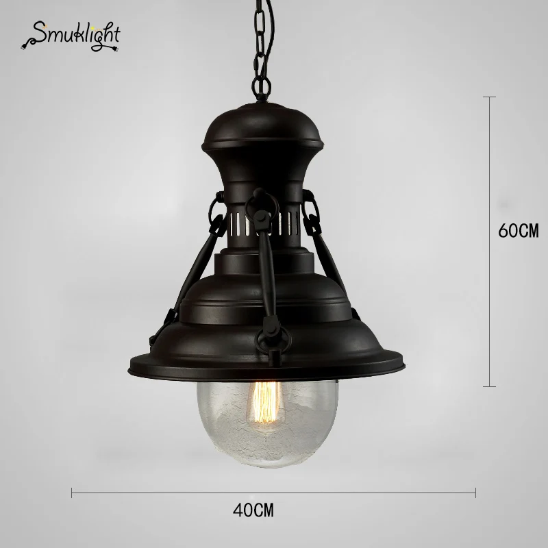 black 40cm Черный винтажный промышленный подвесной светильник в скандинавском стиле, ретро светильник с железным абажуром, лампа Эдисона в металлической клетке, для столовой, в деревенском стиле - Цвет корпуса: black 40cm