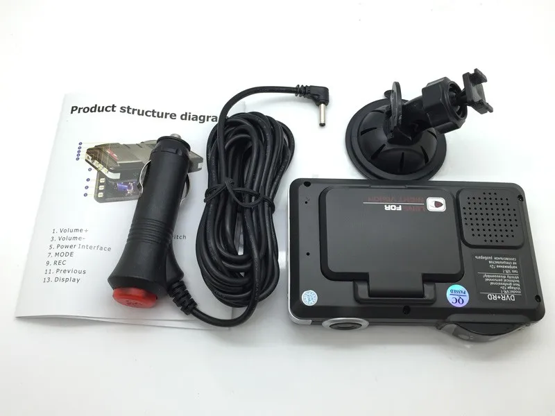 2 в 1 автомобильный радар детектор с разрешением 720P и углом обзора 120 градусов|car