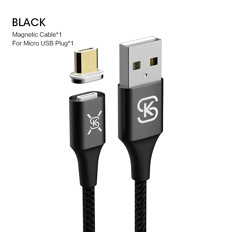 usb micro black Магнитный usb-кабель 3 в 1, зарядное устройство micro usb type c QC 4,0 3,0, зарядка для android iphone xiaomi redmi iphone xr samsung sikai - Цвет: usb micro black