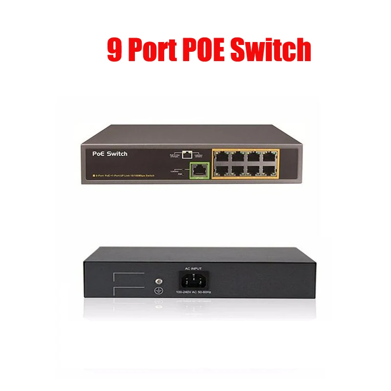 Free shipping 9-port switch, 8 POE power supply, in line with 802.3af, internal power 150W