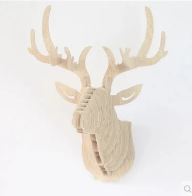Новый 3D пазл с головой оленя деревянная модель сделай сам настенная подвесная