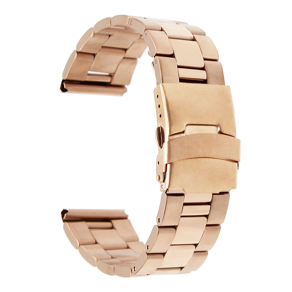 

3 Pointer Stainless Steel Watch Band for Pebble Time Round 20mm Bradley Timepiece Buckle Strap Bracelet with Lock Black Silver