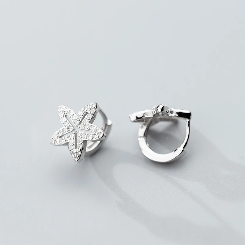 

MloveAcc 925 Sterling Silver Small Hoop Earrings Sparkling Star Shining Earrings Silver 925 Jewelry for Women