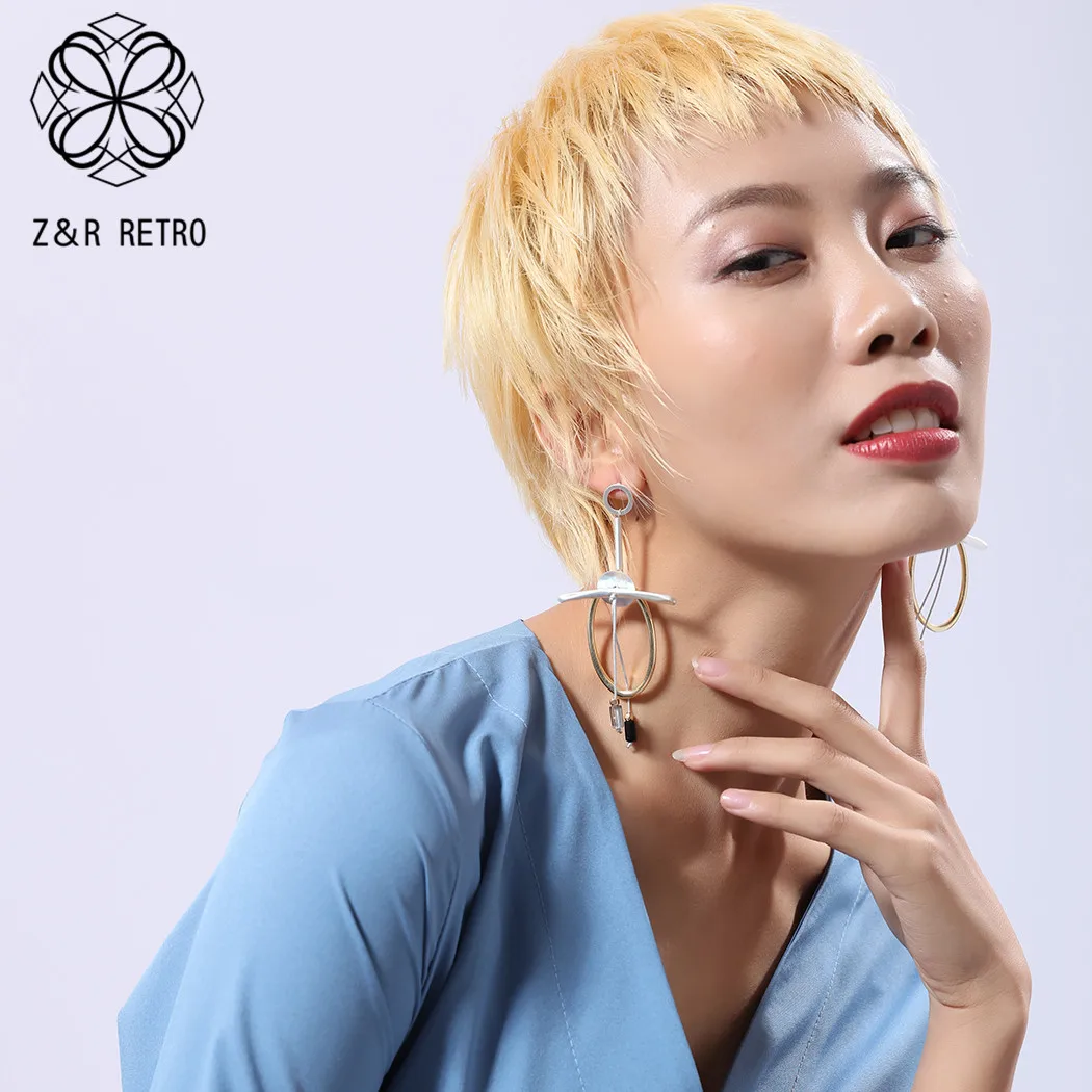 Женские серьги гвоздики с подвеской большие Модные Винтажные необычные подвески