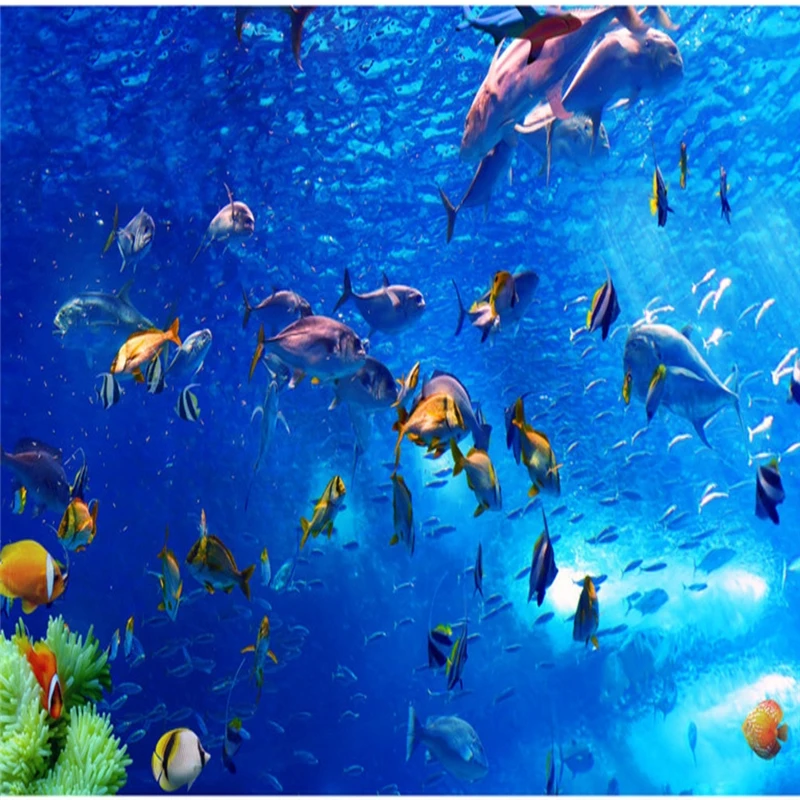 wellyu Customized Large Wallpaper 3d Aesthetic Underwater World Tropical Fish Living Room Bedroom Ceiling Zenith wallpaper | Обустройство