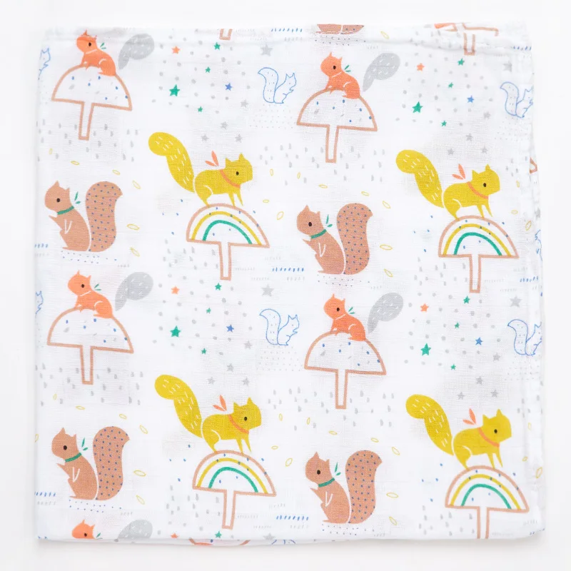 The squirrel 60*60 бамбуковый хлопковый детский нагрудник, одеяло, мягкий мультяшный животный принт, для новорожденных, шарф, носовой платок, многофункциональная оберточная одежда, одежда - Цвет: The squirrel