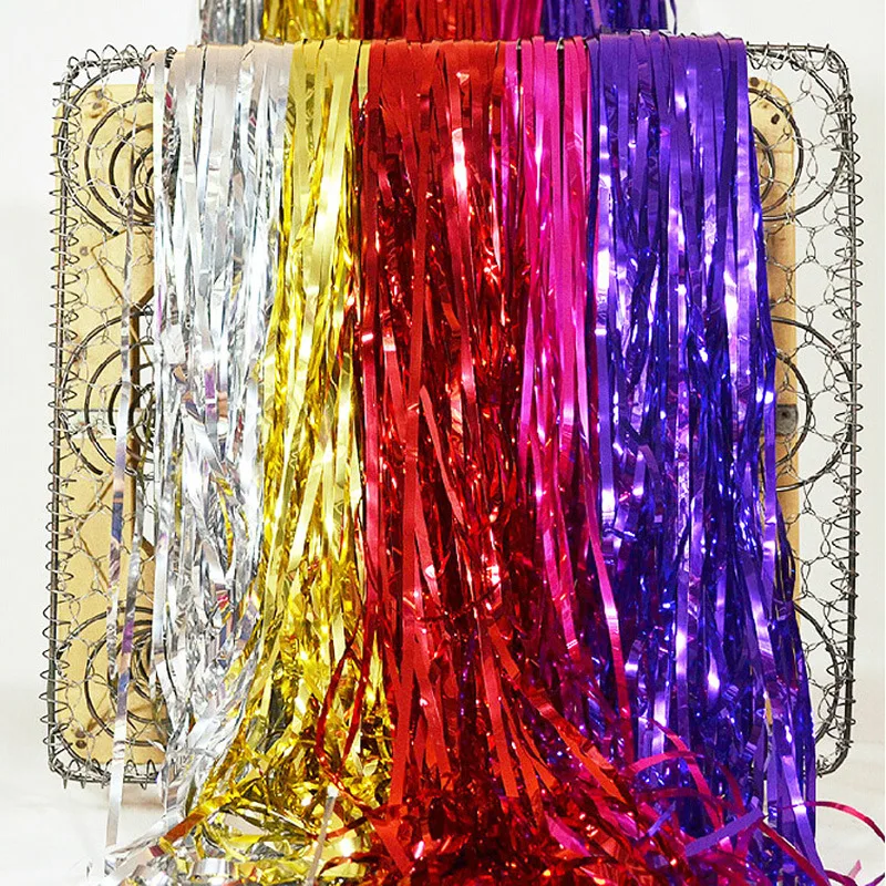 6 Colors 10CMx1M Metalic Foil Fringe Curtains Balloon Tassels Decor Party Decoration Supplies 100pcs/lot | Дом и сад