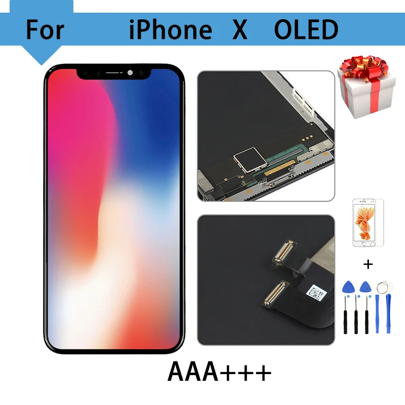 AAA+++ качество для iPhone X ЖК-дисплей OLED TFT сенсорный экран дисплей Замена без битых пикселей бесплатные инструменты для iPhone X GX ЖК